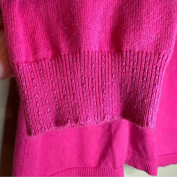 Women Petite Large Pink Cardigan Sweater Silk & Rabbit Barbiecore Flower Girly - Picture 6 of 12